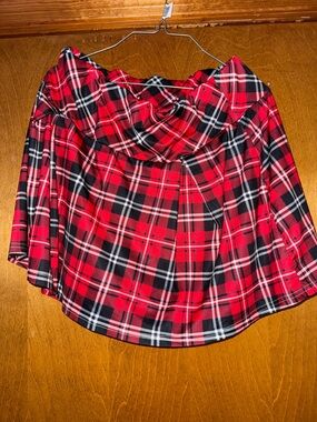 Red Plaid Circle Skirt with Flattering Full Shape